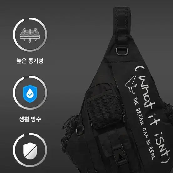 [BUNJANG] Wacky Willy Utility Messenger Bag - Black / 와키윌리 유틸리티 메신저백 블랙