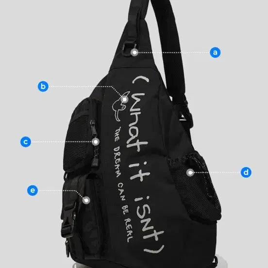 [BUNJANG] Wacky Willy Utility Messenger Bag - Black / 와키윌리 유틸리티 메신저백 블랙