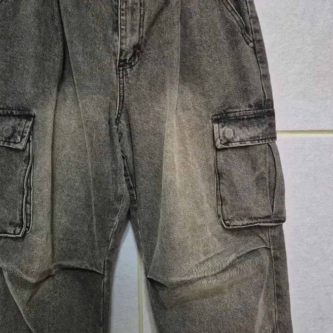 [BUNJANG] Vintage Washed Cargo Denim Pants / 빈티지 워싱 카고 데님 팬츠