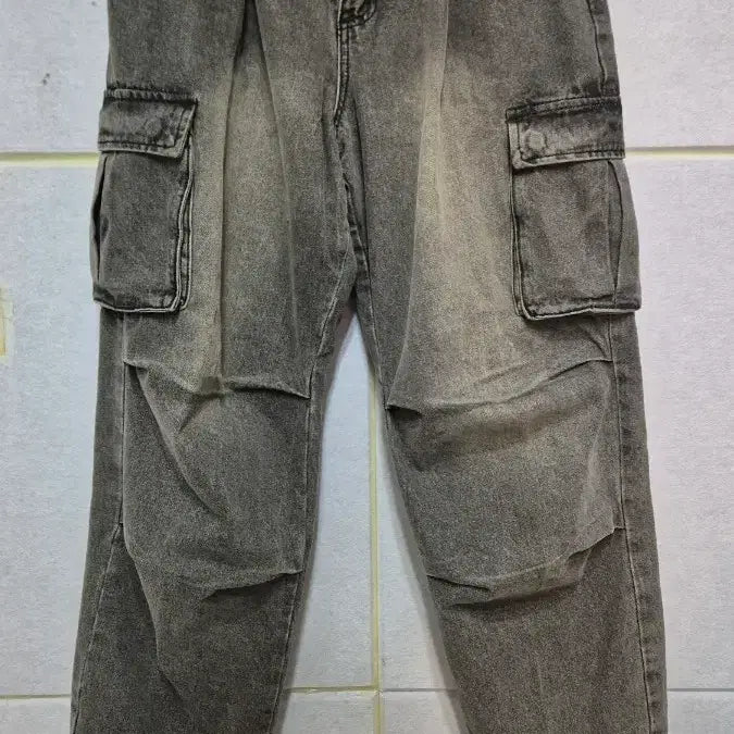 [BUNJANG] Vintage Washed Cargo Denim Pants / 빈티지 워싱 카고 데님 팬츠