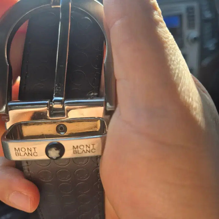 [BUNJANG] Men's Black Leather Belt / 몽블랑 블랙 가죽 벨트 남성용