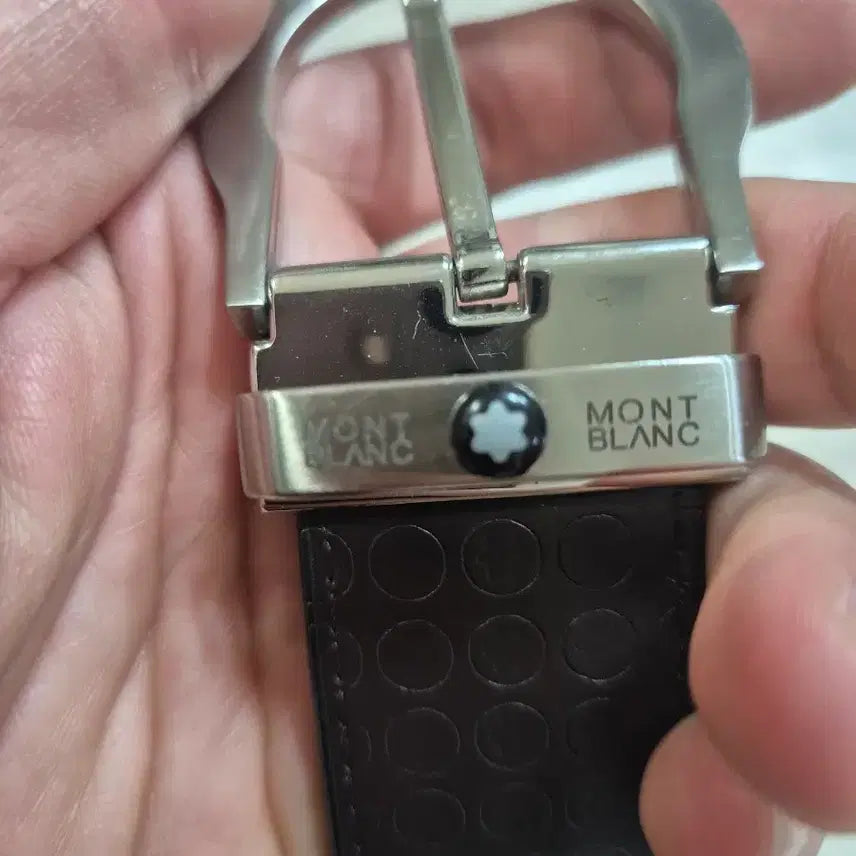 [BUNJANG] Men's Black Leather Belt / 몽블랑 블랙 가죽 벨트 남성용