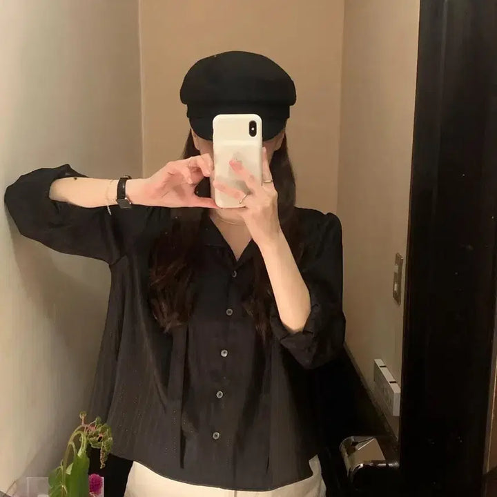 [BUNJANG] Shop Modo Mael Stripe Blouse / Shop modo 샵 모도 마엘 타이 블라우스