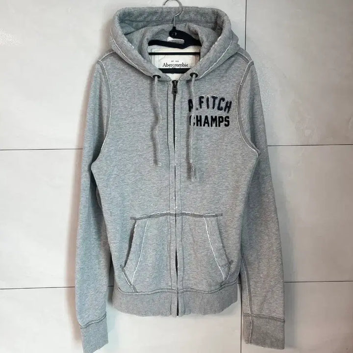 [BUNJANG] Abercrombie Denim Detail Hoodie Gray [M] / 아베크롬비 데님 디테일 후드집업 그레이 [M]