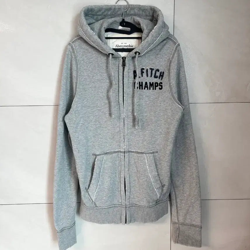 [BUNJANG] Abercrombie Denim Detail Hoodie Gray [M] / 아베크롬비 데님 디테일 후드집업 그레이 [M]