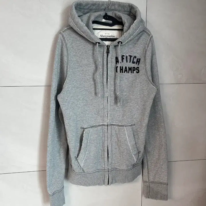 [BUNJANG] Abercrombie Denim Detail Hoodie Gray [M] / 아베크롬비 데님 디테일 후드집업 그레이 [M]