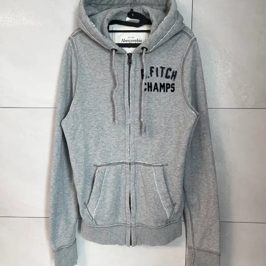 [BUNJANG] Abercrombie Denim Detail Hoodie Gray [M] / 아베크롬비 데님 디테일 후드집업 그레이 [M]