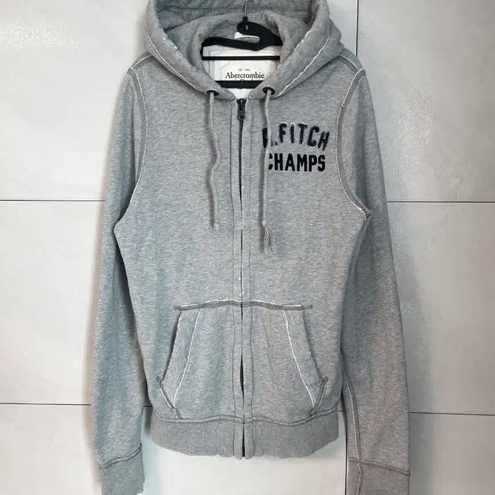 [BUNJANG] Abercrombie Denim Detail Hoodie Gray [M] / 아베크롬비 데님 디테일 후드집업 그레이 [M]