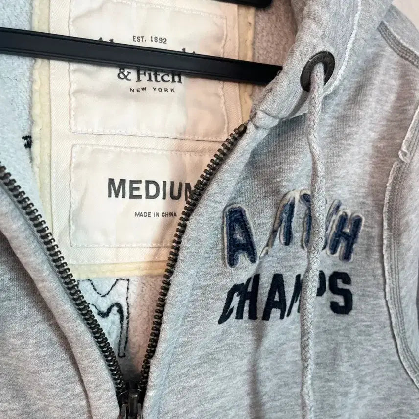 [BUNJANG] Abercrombie Denim Detail Hoodie Gray [M] / 아베크롬비 데님 디테일 후드집업 그레이 [M]