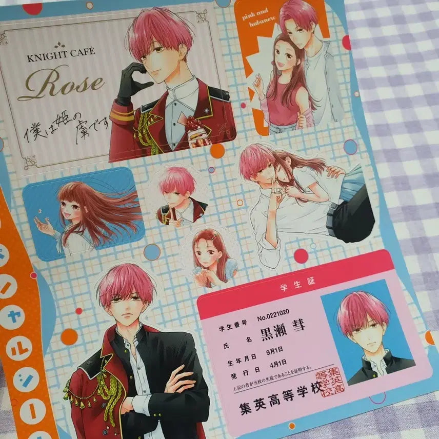 [BUNJANG] Pink and Habenaro Kurose Sticker Seal Student ID / (순정만화) 일본판 핑크와 하바네로 쿠로세 스티커 씰 학생증
