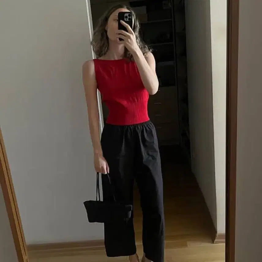 [BUNJANG] LO61 Jody Boat Neck Top Red / lo61(엘오61) Jody 보트넥 탑 레드 팝니다.