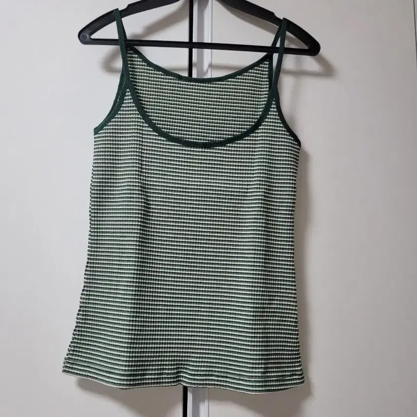 [BUNJANG] Green Stripe Cami &amp; Cardigan Set / 고걸)그린 스트라이프 끈나시 가디건 세트