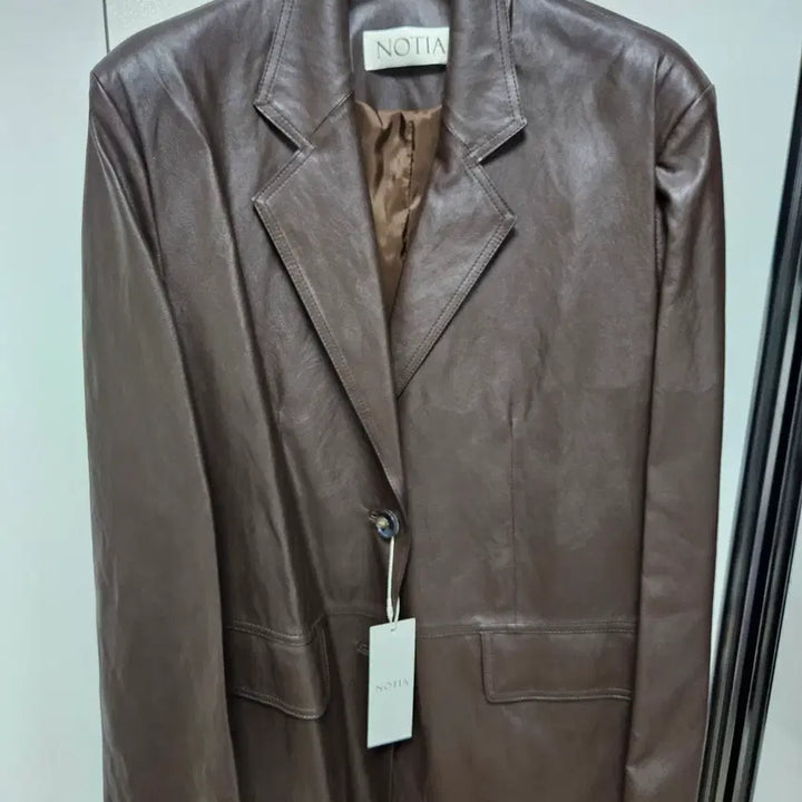 [BUNJANG] NOTIA Oversized Single Leather Jacket Brown / *새상품* 노티아 오버핏 싱글레더 자켓 브라운