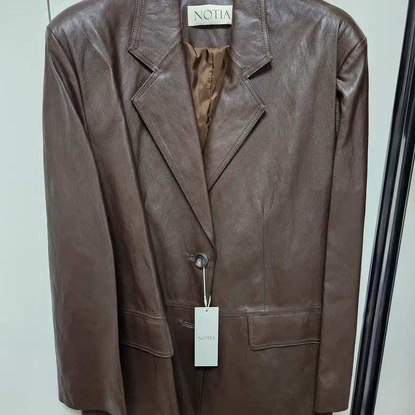 [BUNJANG] NOTIA Oversized Single Leather Jacket Brown / *새상품* 노티아 오버핏 싱글레더 자켓 브라운