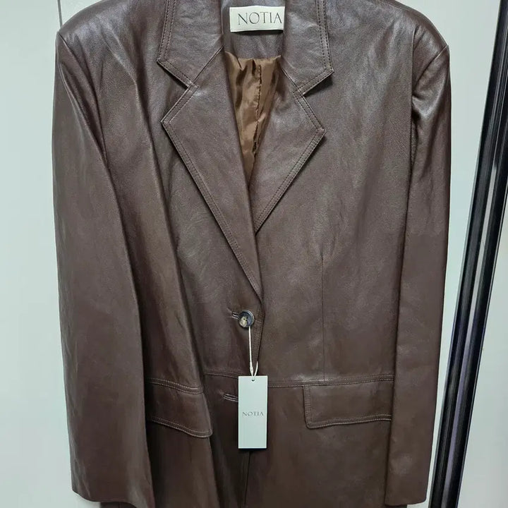 [BUNJANG] NOTIA Oversized Single Leather Jacket Brown / *새상품* 노티아 오버핏 싱글레더 자켓 브라운