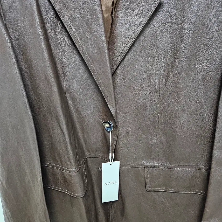 [BUNJANG] NOTIA Oversized Single Leather Jacket Brown / *새상품* 노티아 오버핏 싱글레더 자켓 브라운