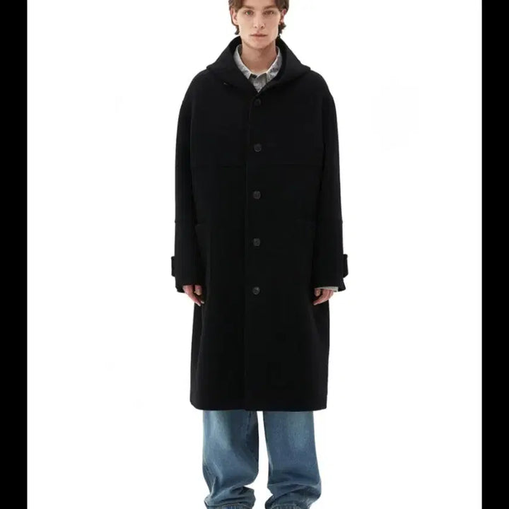 [BUNJANG] ILCORSO Hooded Duffle Coat Black / 일꼬르소 후드 더플 코트 블랙