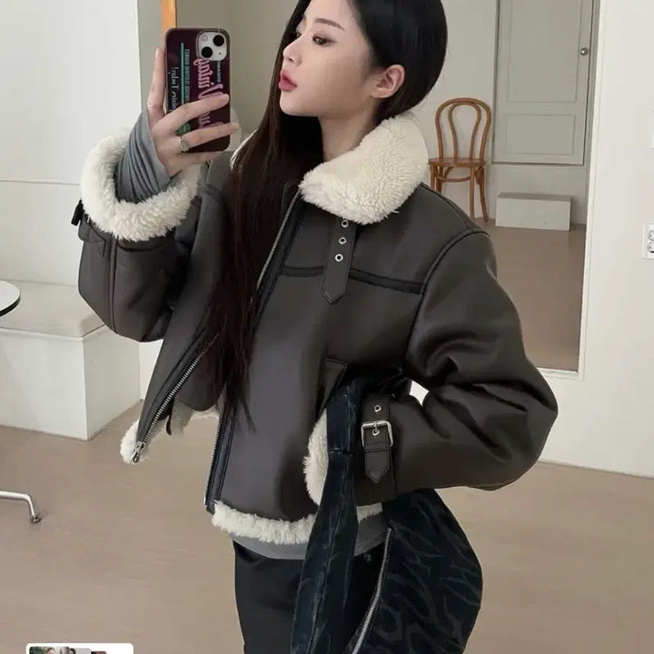 [BUNJANG] Leather MusTANG Jacket / 레더리 무스탕