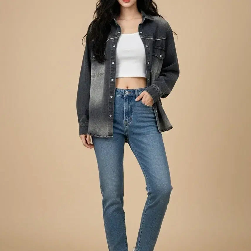 [BUNJANG] REPELLER Western Washed Denim Shirt / 리펠러(REPELLER) 웨스턴 워싱 데님 셔츠