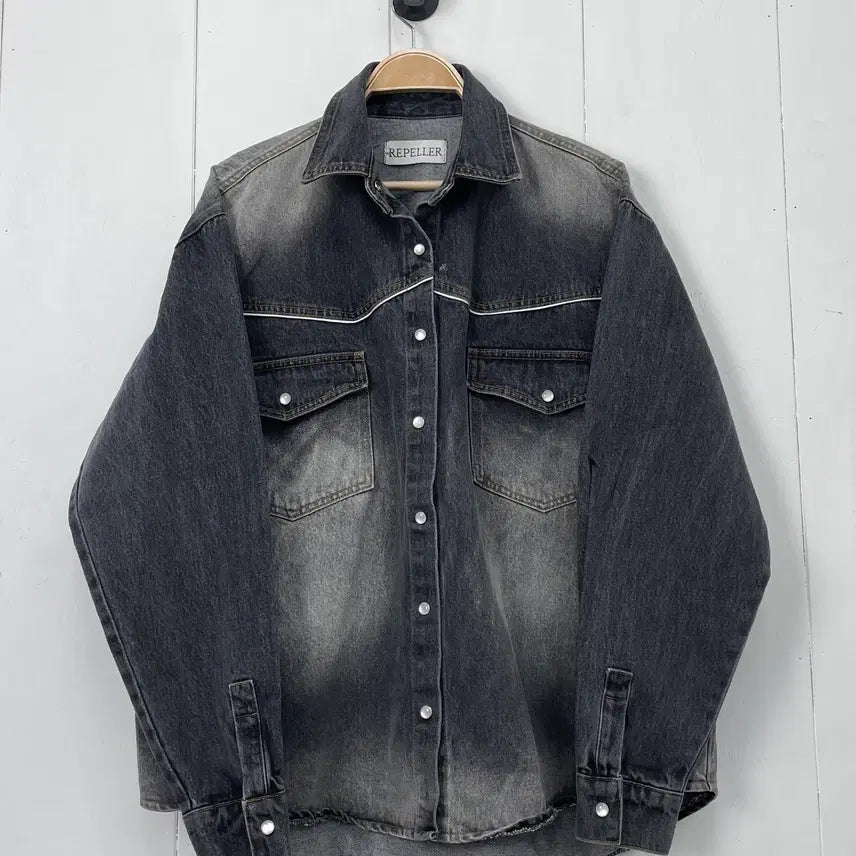 [BUNJANG] REPELLER Western Washed Denim Shirt / 리펠러(REPELLER) 웨스턴 워싱 데님 셔츠