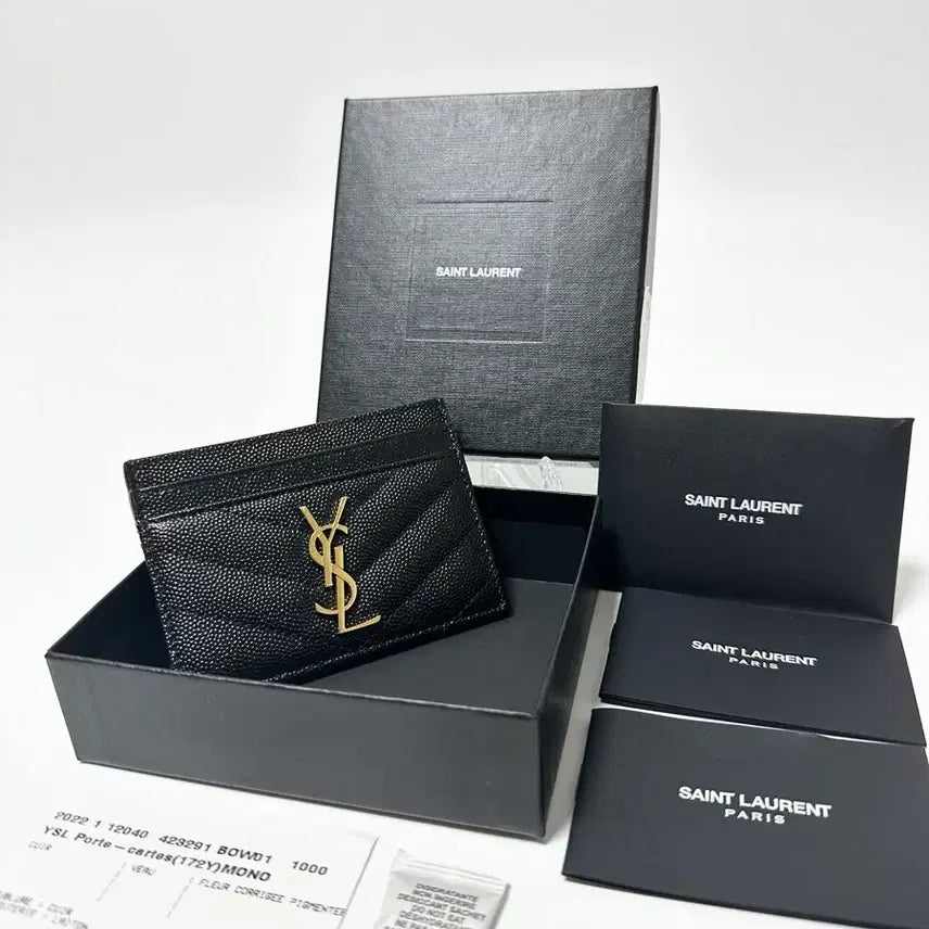 [BUNJANG] YSL Matelassé Caviar Card Case / (정품)(새상품급,풀구성)입생로랑 마틀라세 금장 캐비어 카드지갑