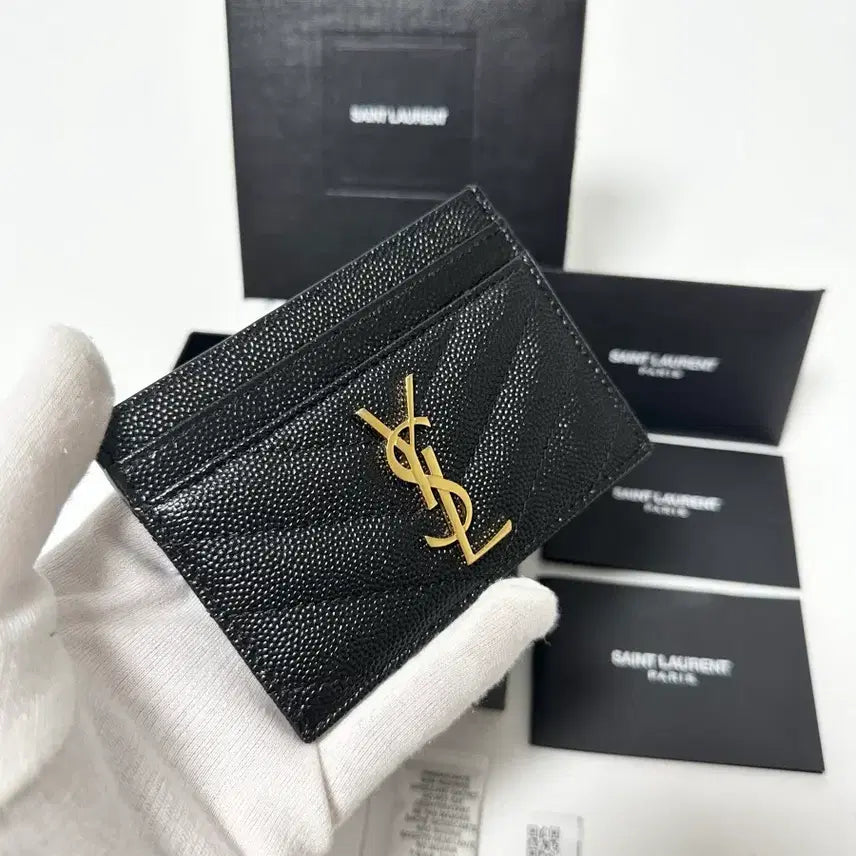 [BUNJANG] YSL Matelassé Caviar Card Case / (정품)(새상품급,풀구성)입생로랑 마틀라세 금장 캐비어 카드지갑