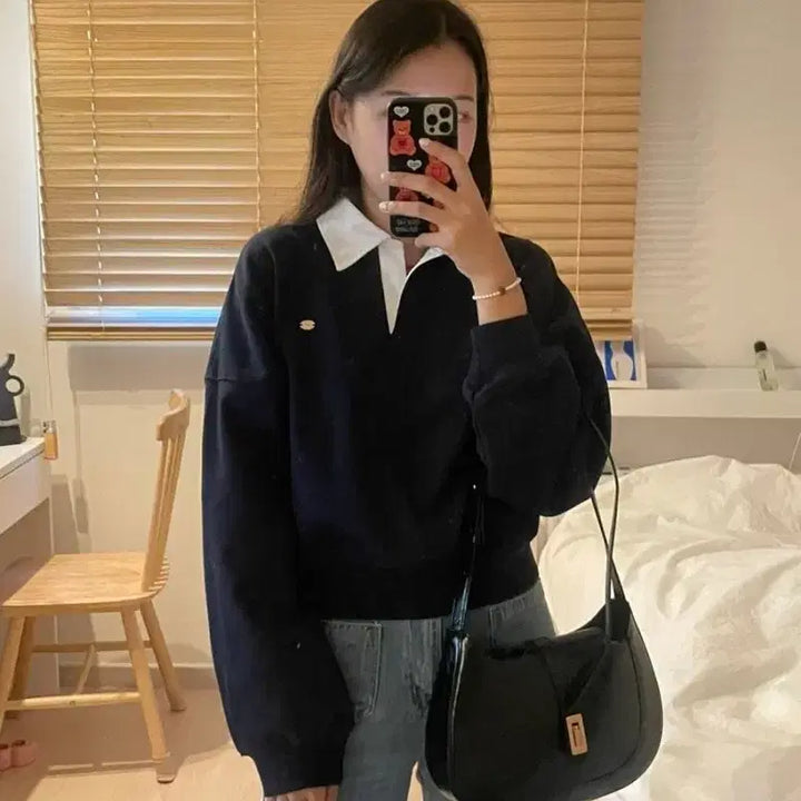[BUNJANG] Oro Washed Cotton Wide Rugby Sweatshirt / oro 오로 워싱 코튼 와이드 럭비 맨투맨 m