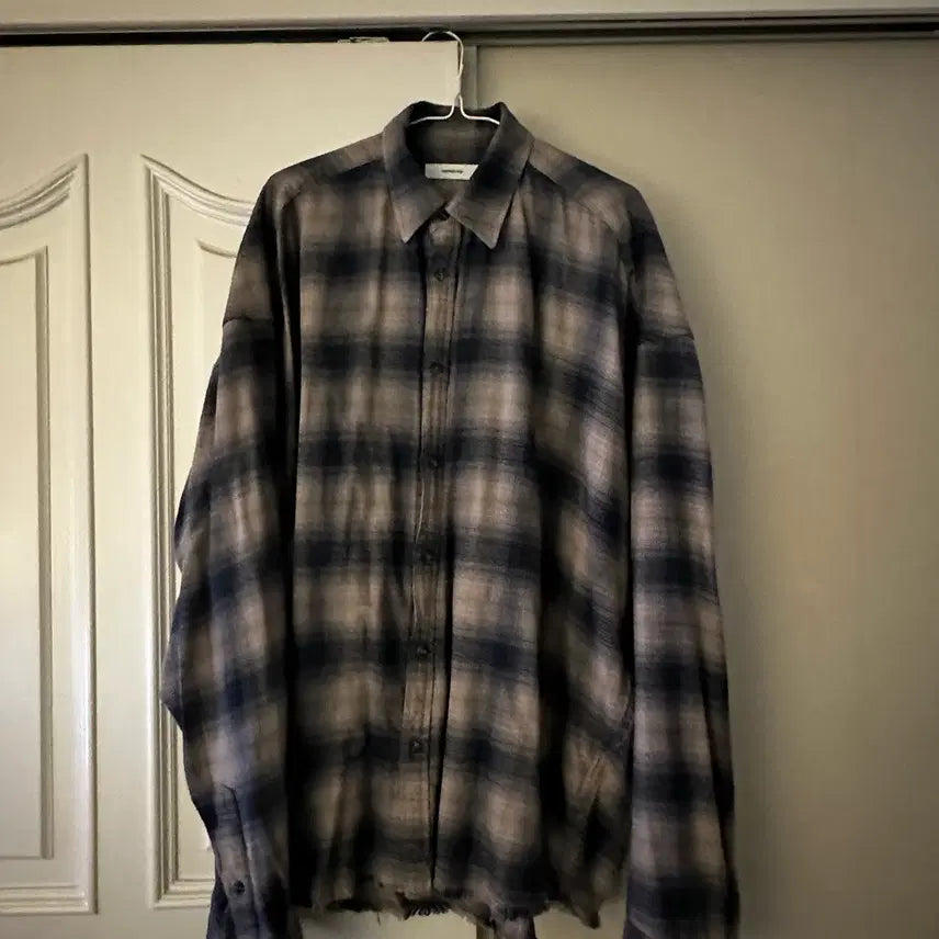 [BUNJANG] Nonode Flexible String Check Shirt Blue Grunge / [1] 논노드 플렉서블 스트링 체크 셔츠 블루 그런지