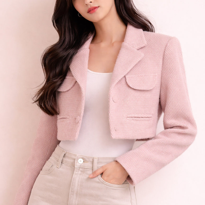 [BUNJANG] LAURENT Textured Crop Fur Jacket / 로랑(LAURENT) 텍스처 크롭 퍼 자켓