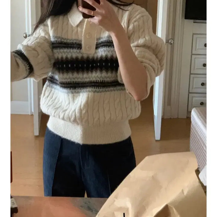 [BUNJANG] 98°C OAT Nordic Knit Cream / [98도씨] (OAT) 노르딕 니트-크림 (새상품)
