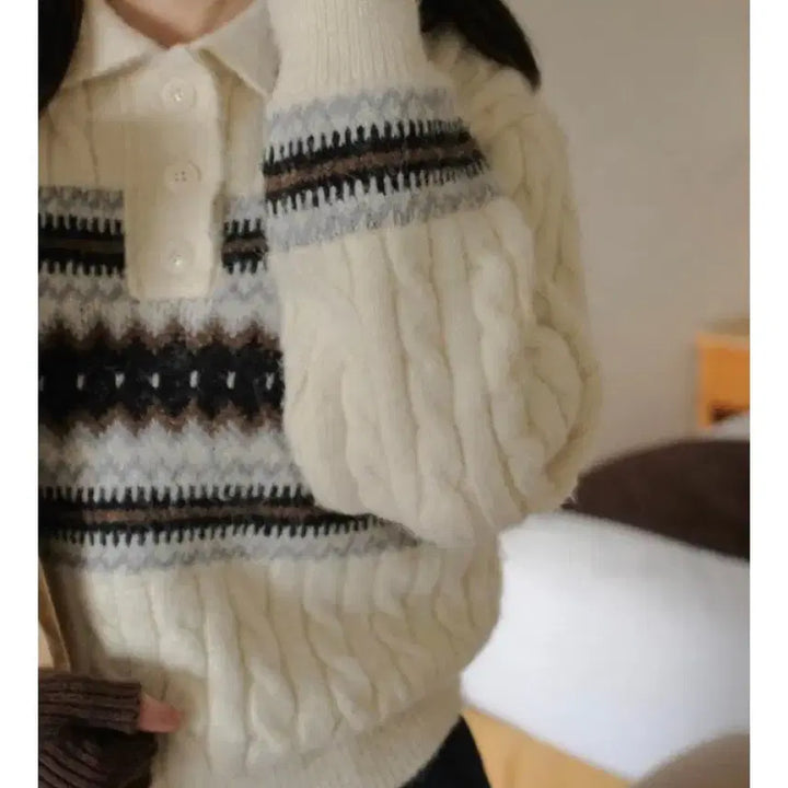 [BUNJANG] 98°C OAT Nordic Knit Cream / [98도씨] (OAT) 노르딕 니트-크림 (새상품)