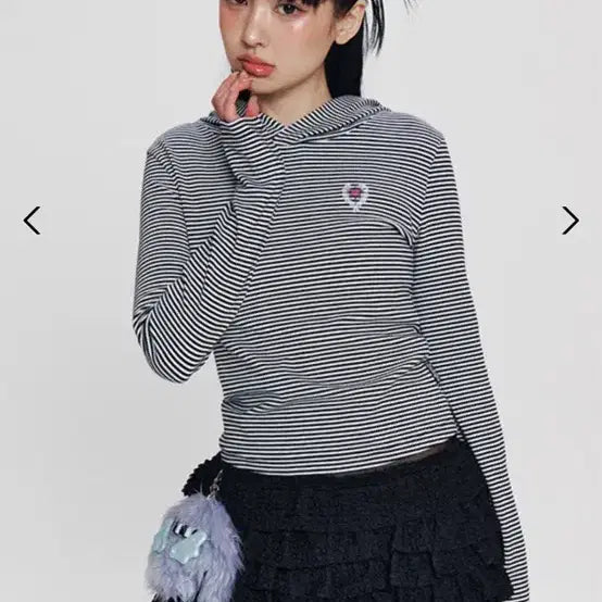 [BUNJANG] Kirsh Stripe Hoodie Long Sleeve T-shirt / 키르시 스트라이프 후드 긴팔티