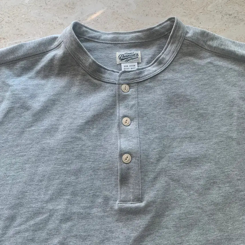[BUNJANG] Bronson Henley Neck Short Sleeve Gray XL / 브론슨 헨리넥 반팔 그레이 XL