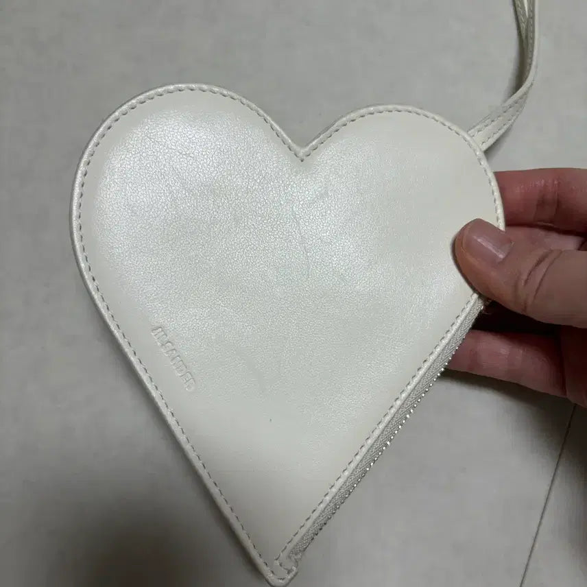 [BUNJANG] Jil Sander Heart Leather Pouch White / 질샌더 하트 레더 파우치 화이트