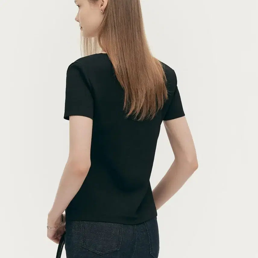 [BUNJANG] SIE Square Neck Short Sleeve Knit T-Shirt / SIE 시에 스퀘어넥 반팔 니트 티셔츠