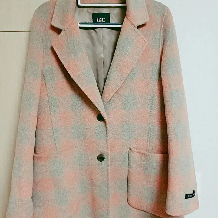 [BUNJANG] VISIT Pink Check Blazer Jacket / VISIT 핑크 체크 자켓