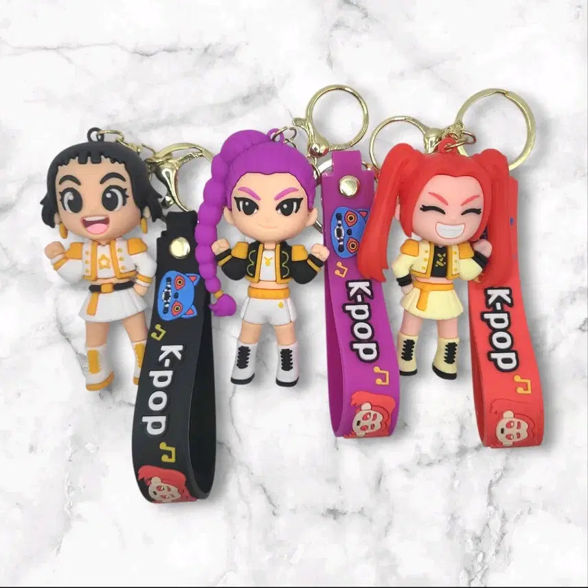 [BUNJANG] K-Pop Character Keyring 3-Set / 케이팝 키링 캐릭터 키링 3종 세트 케데헌 인형 키홀더 가방 키링