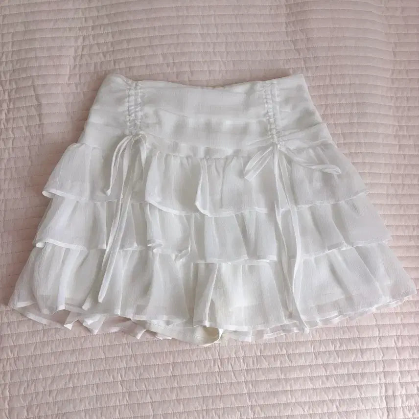 [BUNJANG] Olive des Olive White Layered Skirt / 일본 올리브데올리브 화이트 캉캉 스커트