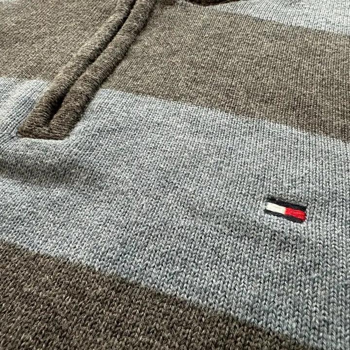 [BUNJANG] Tommy Hilfiger Striped Half-Zip Knit Sweater / 타미힐피거 스트라이프 반집업 니트 스웨터 S/P사이즈