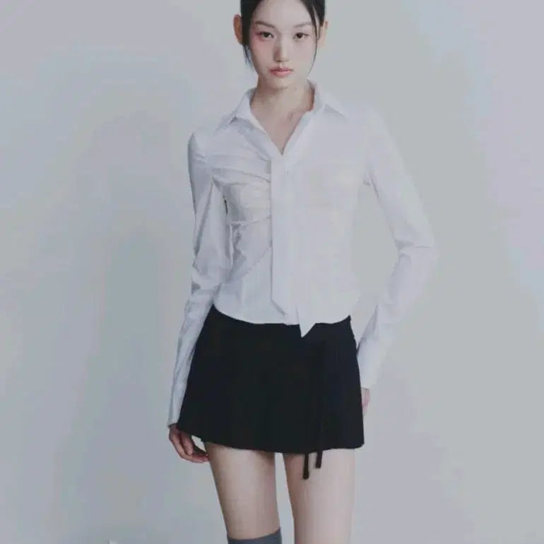 [BUNJANG] Pain or Pleasure Vivian White Tie Shirt M / 페인오어플레져 비비안 화이트 타이 셔츠M