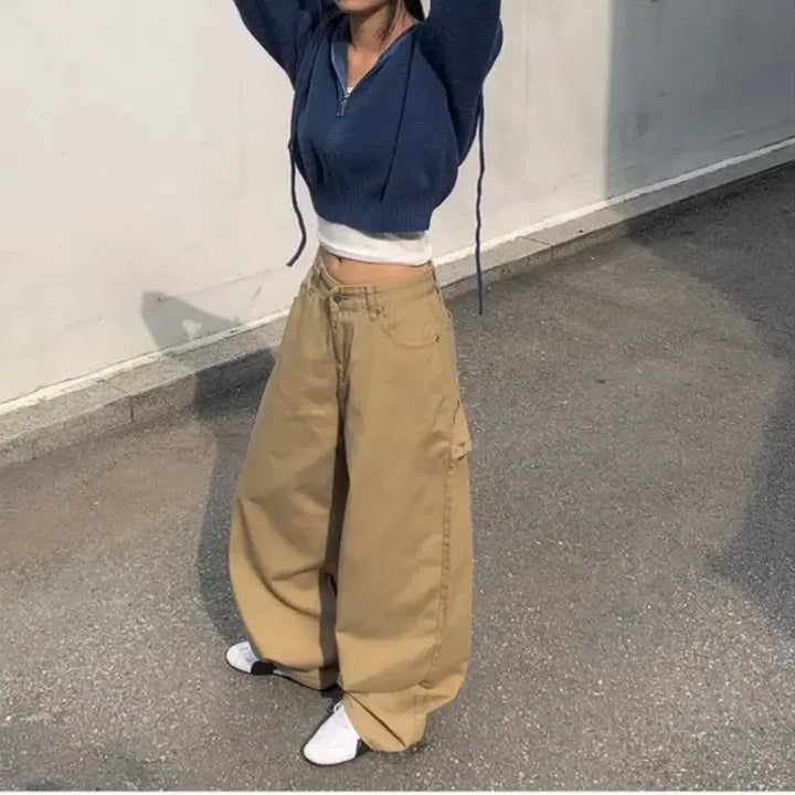 [BUNJANG] Ablly Wide Carpenter Pants / 에이블리 와이드 카펜터 팬츠