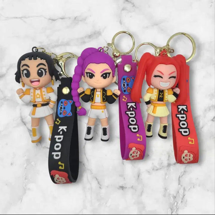 [BUNJANG] Kedeheon Character Keyring Set / 케이팝 키링 캐릭터 키링 3종 세트 케데헌 인형 키홀더 가방 키링