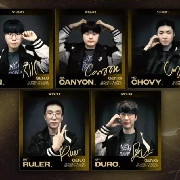 [BUNJANG] Gen.G Esports Uniform Signed Polaroid Photocard Bundle Set (Canyon, Chovy, Ruler, Doran, Kiin) / ggx 젠지 유니폼 사인 폴라로이드 포토카드 기인 캐니언 쵸비 룰러 듀로