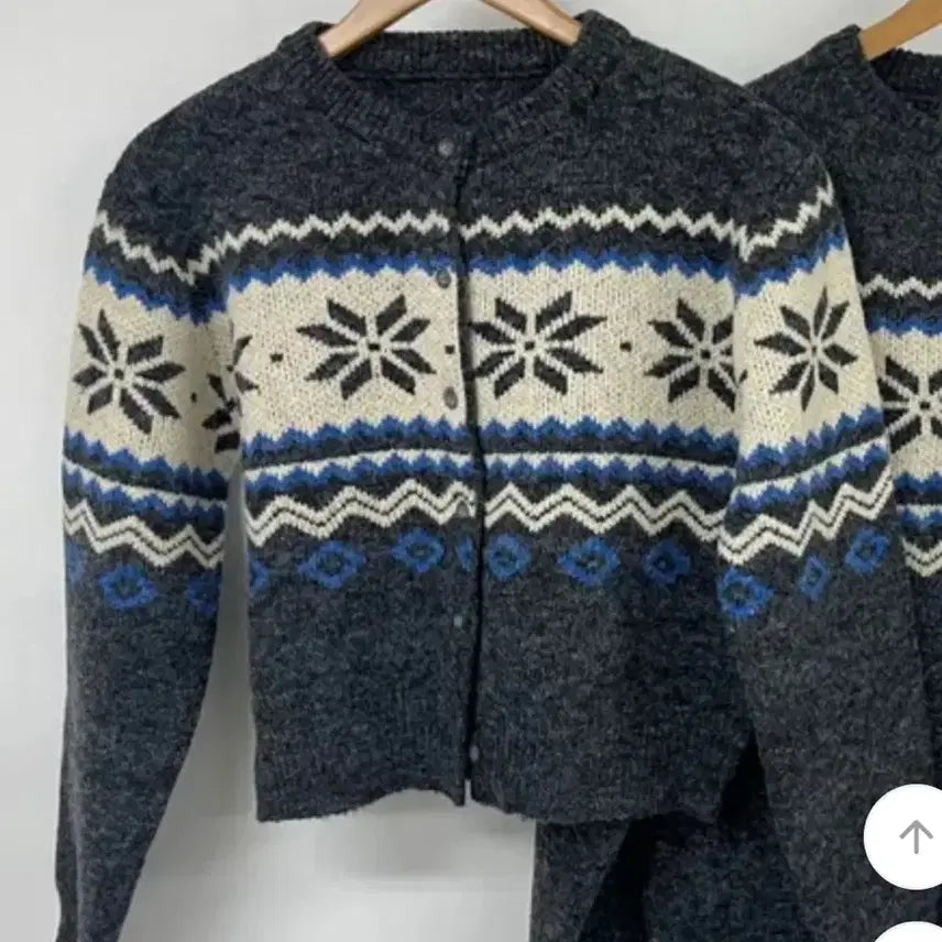 [BUNJANG] Nordic Snow Semi-Crop Knit Cardigan / 에이블리 노르딕 눈꽃 세미크롭 니트 가디건[새상품][원가2.7]