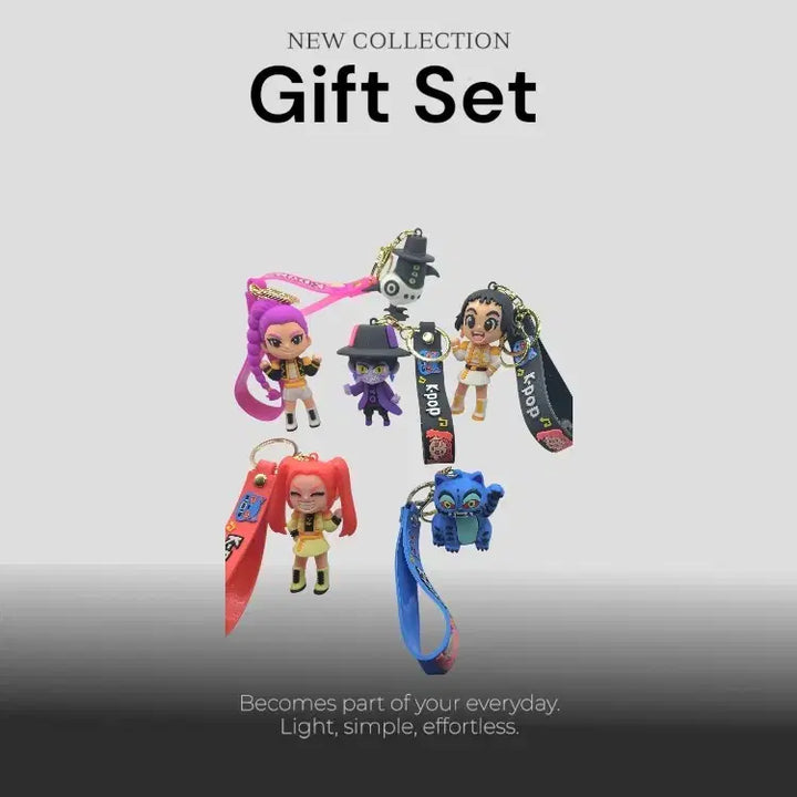 [BUNJANG] K-Pop Keyring Character Keyring Set of 6 Doll Keyholder Bag Keyring Full Set / 케이팝 키링 캐릭터 키링 6종 세트 인형 키홀더 케데헌 가방 키링 풀세트