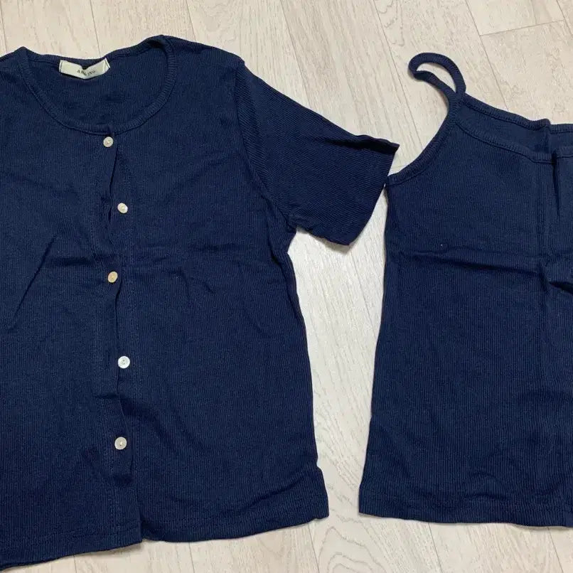 [BUNJANG] Like You Rodini Navy Set / [라이크유] 로디니 나시 반팔 가디건 셋트 - 네이비