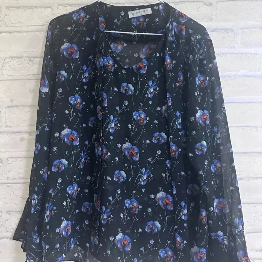 [BUNJANG] Floral See-Through Blouse / 꽃무늬 시스루 블라우스 44-마른55
