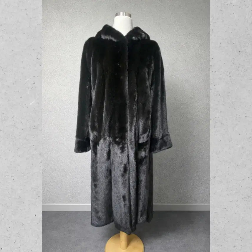 [BUNJANG] Blackglama Hooded Long Mink Coat / [새상품] 블랙그라마 후드 롱코트