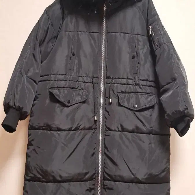 [BUNJANG] Black Long Padded Hooded Parka / 블랙 롱 패딩 후드 퍼 28번