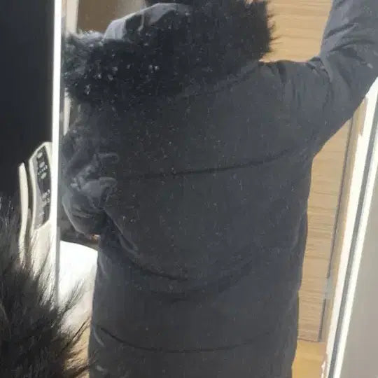 [BUNJANG] Black Long Padded Hooded Parka / 블랙 롱 패딩 후드 퍼 28번